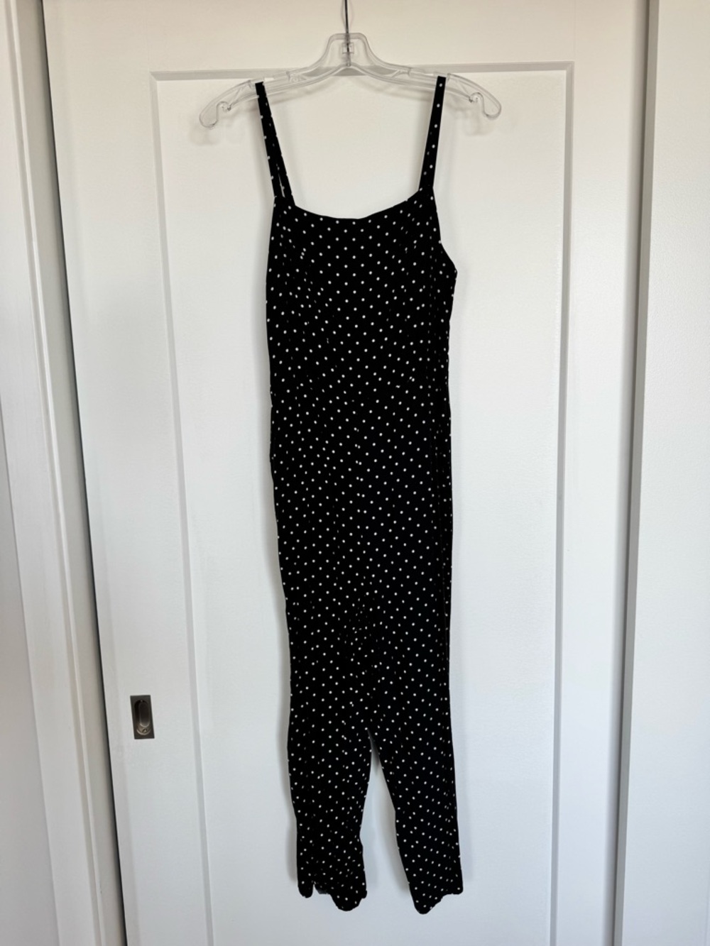 Old Navy Black Polka Dot Spaghetti Strap Jumpsuit